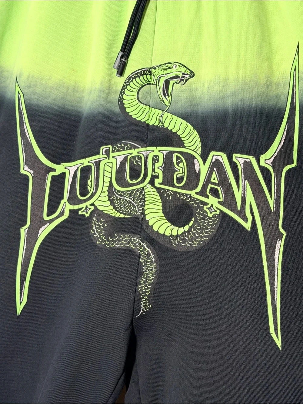LUU DAN Green/Black Gradient Logo Sweatpants Drawstring Elastic Waist Pockets S